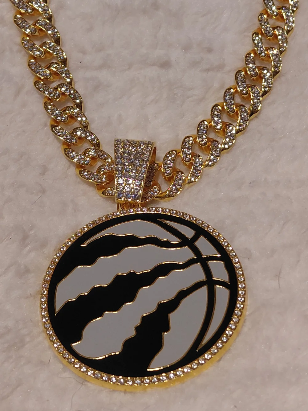 Gold-tone Black & White Basketball Pendant Necklace - Women Jewelry